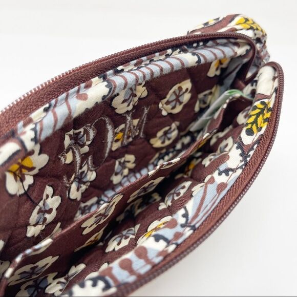 Vera Bradley Slate Blooms Zippered Wristlet Bag Embroidered Brown Blue Floral - Picture 6 of 10